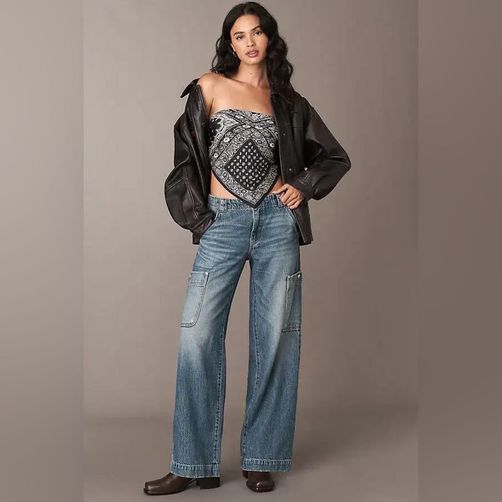 Anthropologie x Pilcro Mid-Rise Relaxed Fit Cargo Jeans Size 29 Pre-Loved - Picture 2 of 7